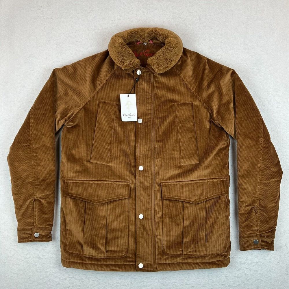 New NWT Mens Robert‎ Graham Corduroy Brown Ranch Jacket Coat Size Medium
